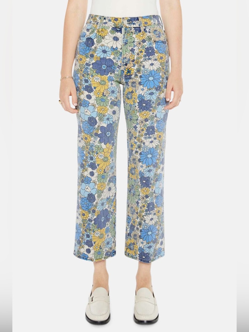 The Rambler High Rise Ankle Straight Jeans Dirtbike Flowers Floral Print